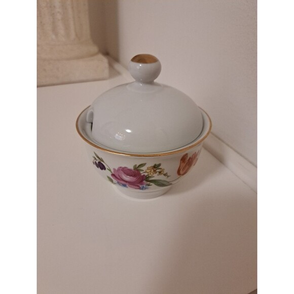 Vintage JLMenau Graf Von Henneberg Porcelain Bone China Sugar Bowl With Lid - Picture 4 of 9